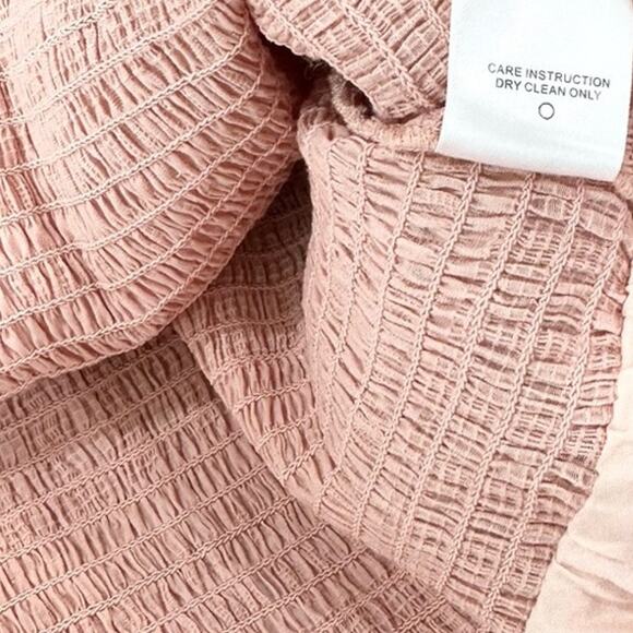 Tularosa Janine Pink Dress Smocked Ruffle Mini XL Coquette Romantic - Picture 6 of 8